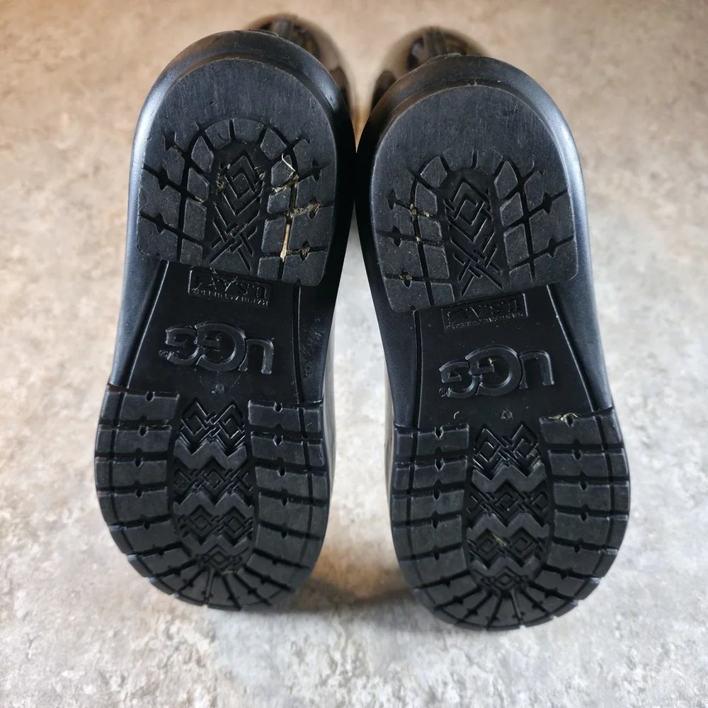 UGG Shaye Rain Boots Size 7 Shiny Black Tall‎ Waterproof Lined